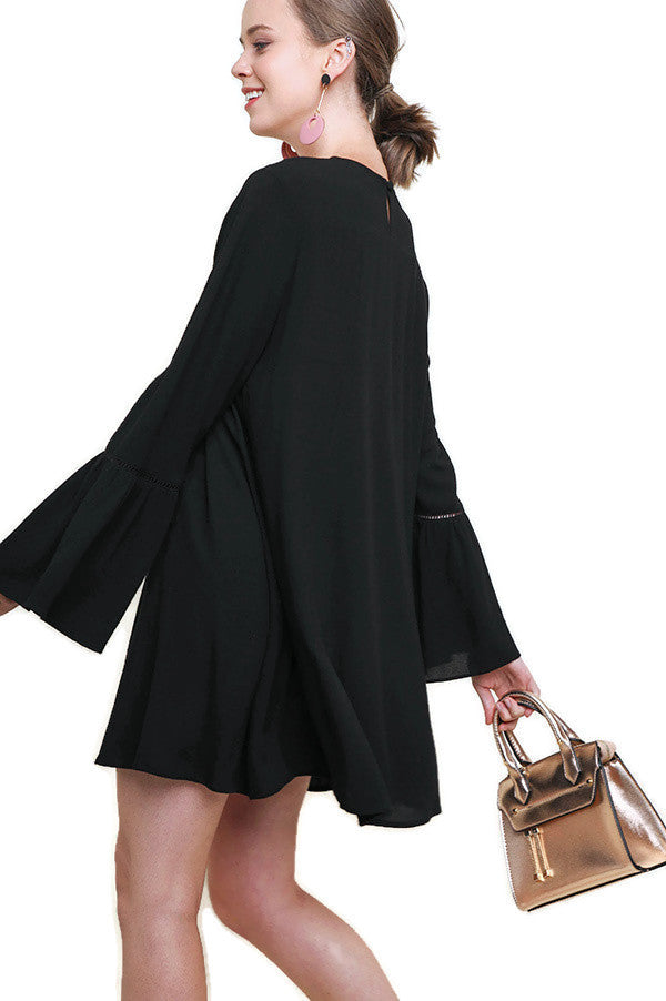 Floral Embroidered Bell Sleeve Mini Dresses Floral Embroidered Bell Sleeve Mini Dresses