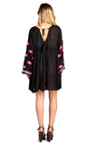 Embroidered Bell Sleeve Dress, Black