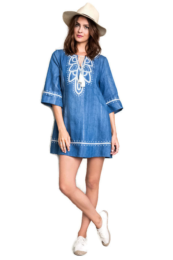 Embroidered Denim Dresses - Umgee Embroidered Denim Dresses - Umgee