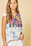 Tie Dye Embroidered Top