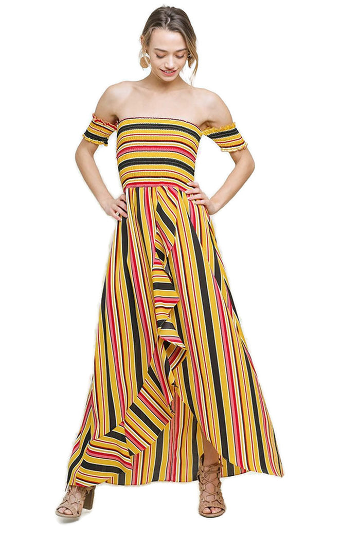Striped Ruffle Tulip Maxi Dress, Sunray