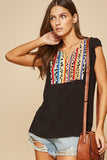 andree by unit leopard & serape embroidered top savanna jane