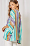Striped Embroidered Poncho Top