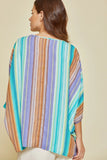 Striped Embroidered Poncho Top