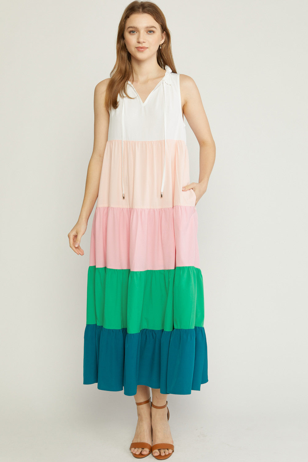 Entro - Colorblock Maxi Dress - S / Multi Entro - Colorblock Maxi Dress - S / Multi