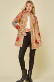 Embroidered Sueded Jacket, Camel