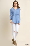 Babydoll Striped Top, Cobalt