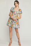 ENTRO USA Floral Puff Sleeve Dress
