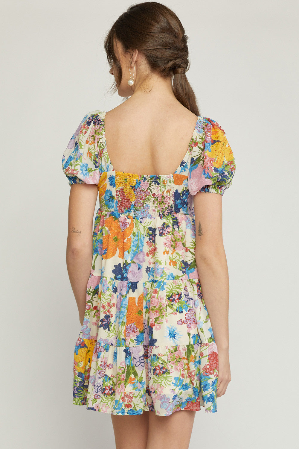 ENTRO USA Floral Puff Sleeve Dress – Violet Skye Boutique