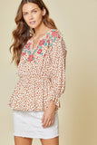 Embroidered Leopard Dolman Sleeve Top