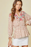 Embroidered Leopard Dolman Sleeve Top