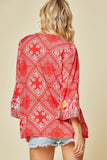 Bandana Embroidered Top, Red