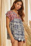 Ink Art Babydoll Embroidered Top
