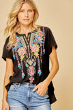 unit by andree / savanna jane short sleeve embroidered tunic top
