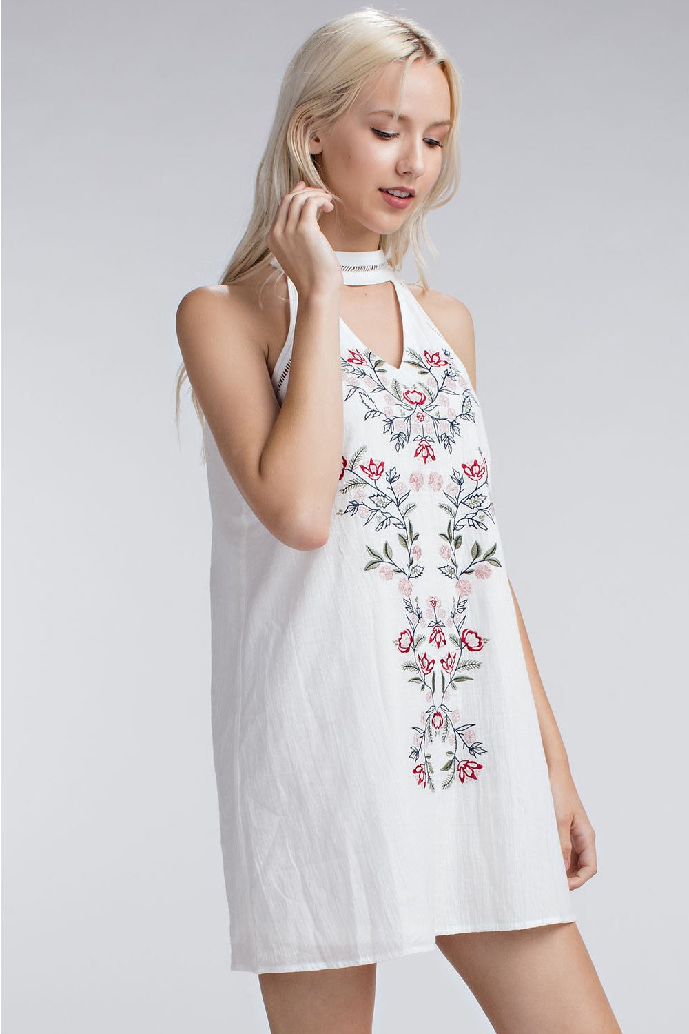 Embroidered Halter Mini Dress, Ivory Violet Skye Boutique Embroidered Halter Mini Dress, Ivory Violet Skye Boutique