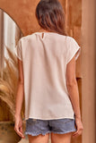 Embroidered Cap Sleeve Top, Ivory