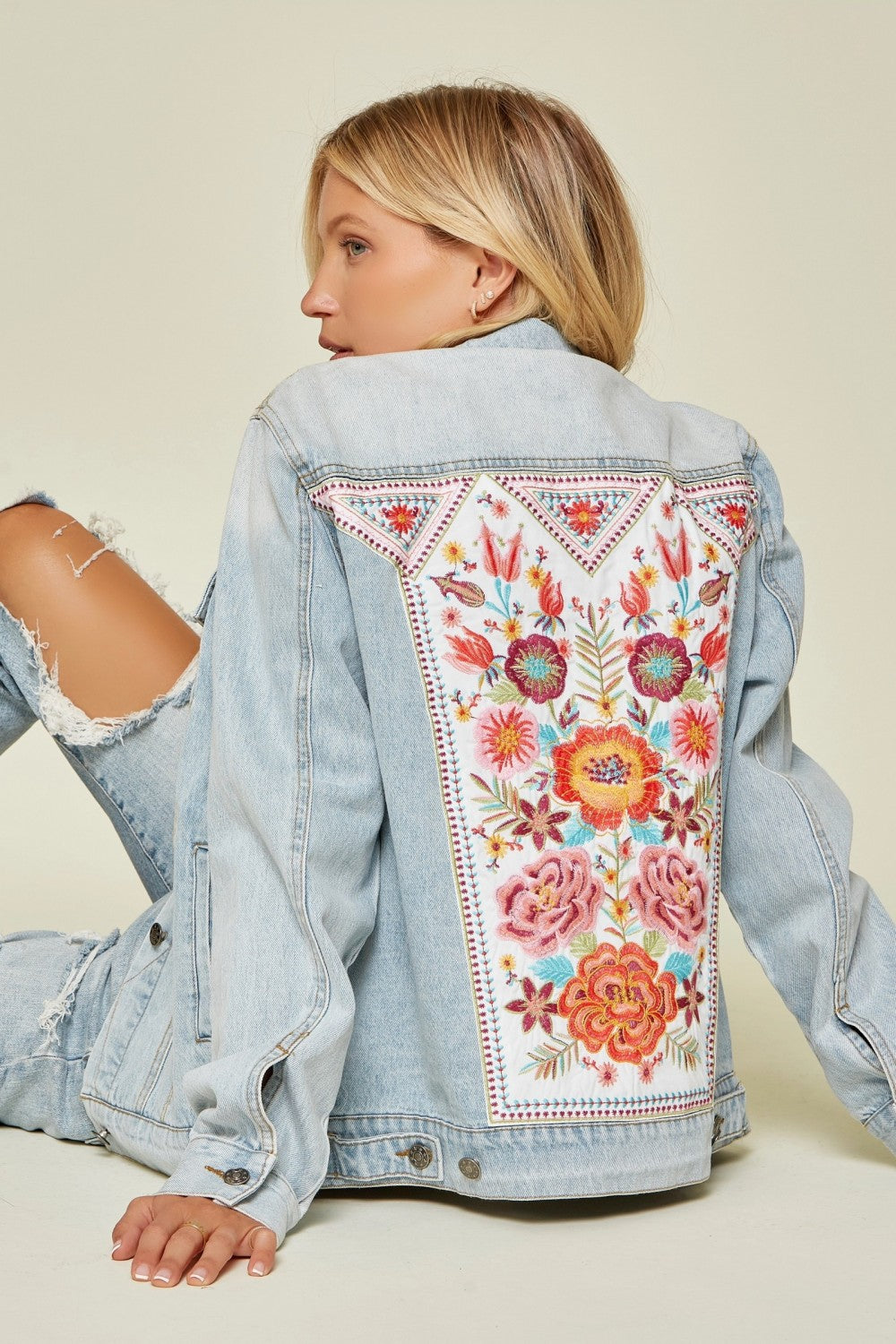 Savanna Jane Floral Embroidered Denim Jacket (Small to 3X) 2x