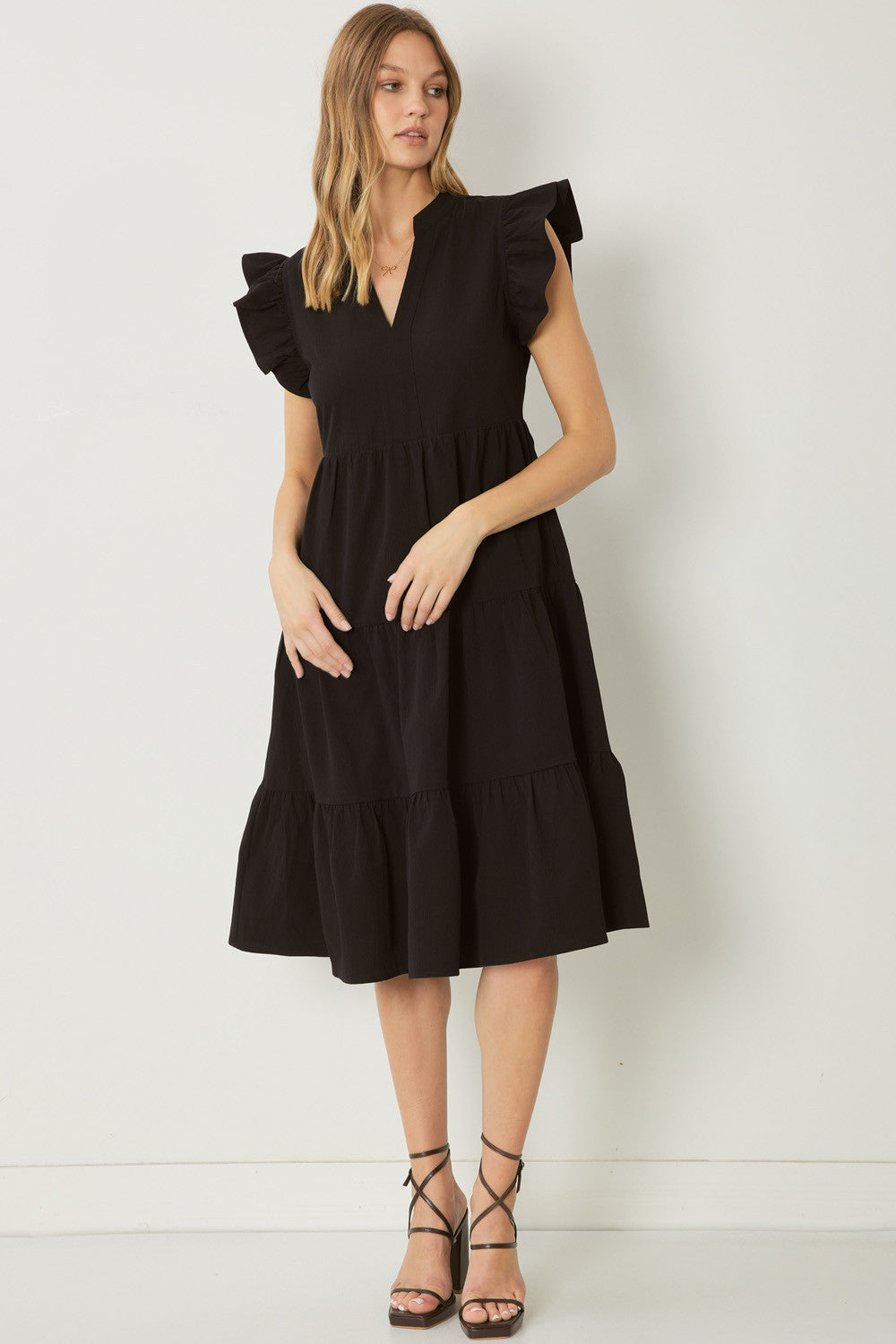 Entro Usa Ruffled Tiered Pocket Midi Dress Violet Skye Boutique Entro Usa Ruffled Tiered Pocket Midi Dress Violet Skye Boutique