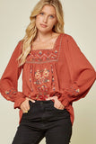 savanna jane / ANDREE BY UNIT Floral Embroidered Babydoll Top