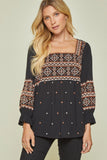 savanna jane / ANDREE BY UNIT aztec Embroidered Babydoll Top
