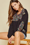 Floral Embroidered Top, Black