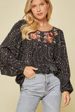 Abstract Floral Embroidered Blouse