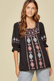 savanna jane / ANDREE BY UNIT  Embroidered Peasant Top