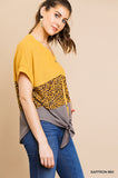 Colorblock & Animal Print Waffle Top