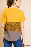 Colorblock & Animal Print Waffle Top