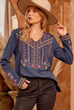 Embroidered Cotton Top, Midnight