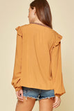 Ruffle Detail Embroidered Blouse, Marigold