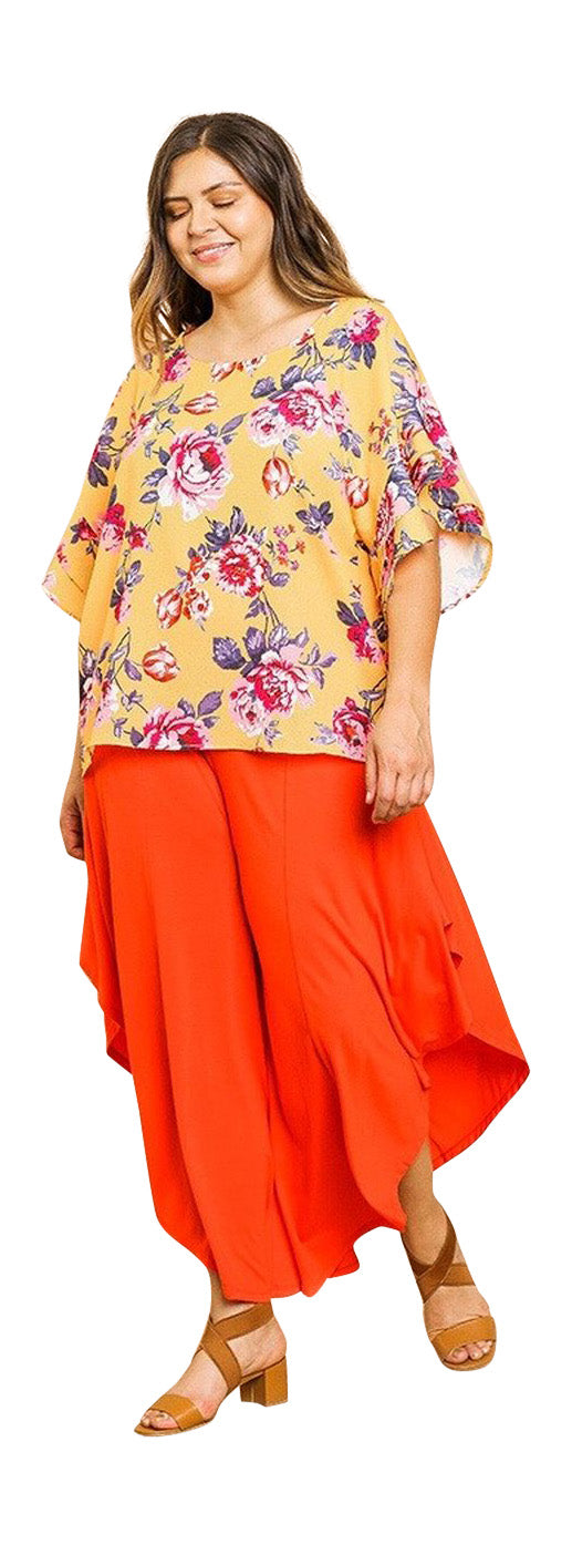 umgee usa Floral Ruffle Sleeve Blouse