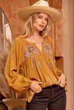 Embroidered Lace Blouse, Mustard