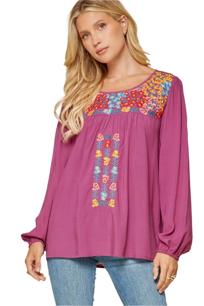 andree by unit / savanna jane Embroidered Babydoll Top