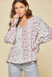 Floral Ruffle Sleeve Blouse