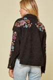 Embroidered Corduroy Jacket, Black