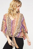 Snake Skin Kimono Blouse, Purple-Dusty Rose