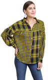 Plaid & Checkered Button Up Top, Yellow