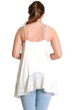 Lace Flared Tank Top, Cream