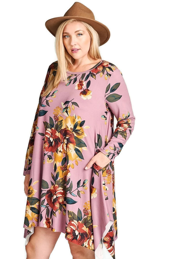 Floral Jersey Knit Trapeze Dresses - Oddi Floral Jersey Knit Trapeze Dresses - Oddi