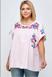 On the Border Embroidered Top, Pink