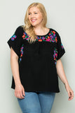 On the Border Embroidered Top, Black