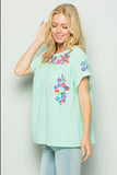 On the Border Embroidered Top, Pistachio