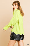 Zig Zag Pullover Sweater, Lime