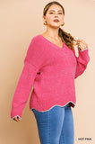 Zig Zag Pullover Sweater, Pink