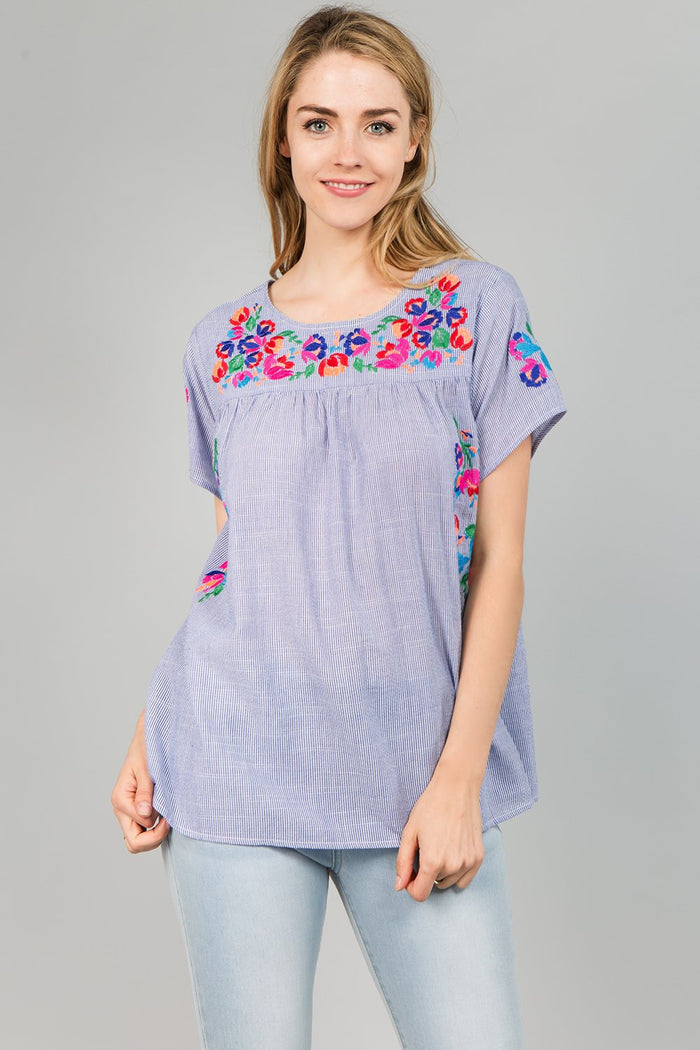 see and be seen embroidered top