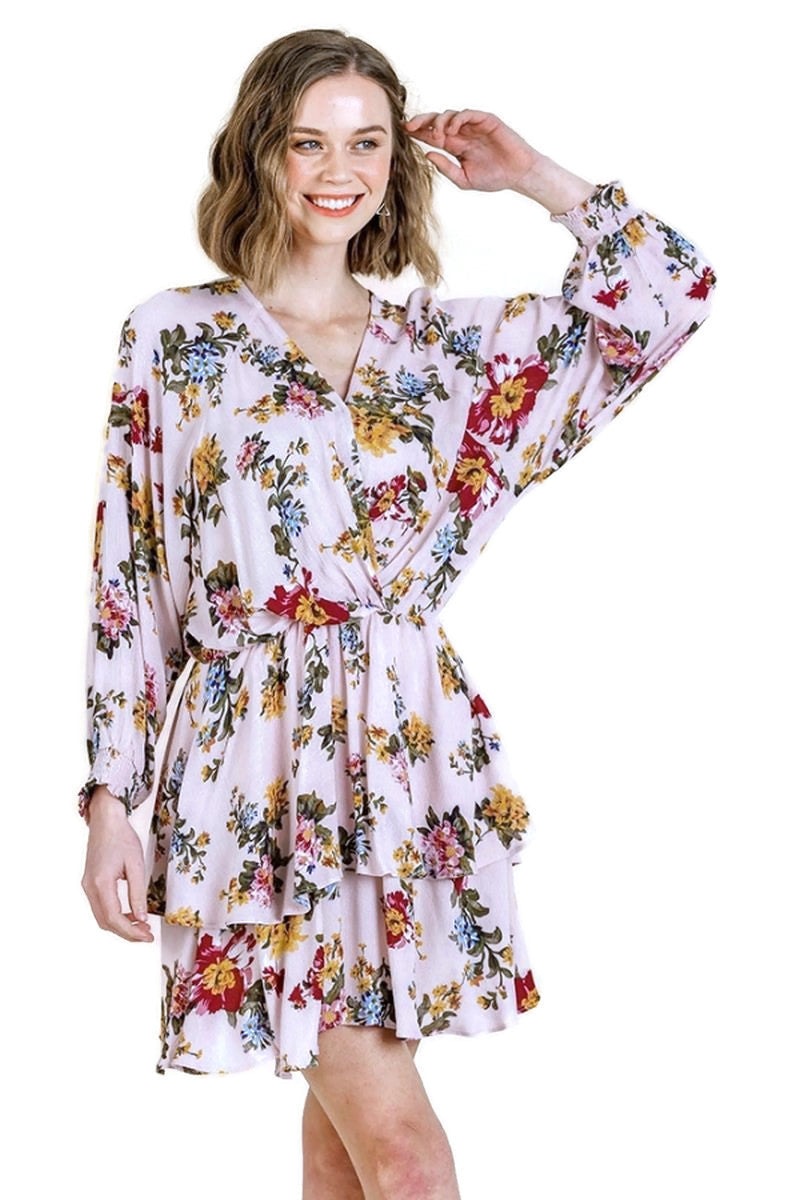 Floral Tiered Ruffle Hem Dresses - Umgee Floral Tiered Ruffle Hem Dresses - Umgee