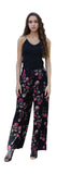 Blooming Floral Tassel Pants, Black