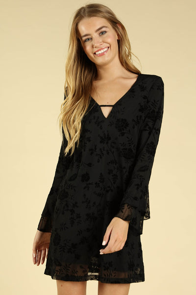 Floral Velvet Burnout Dress, Black – Violet Skye Boutique