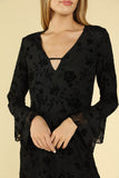 Floral Velvet Burnout Dress, Black